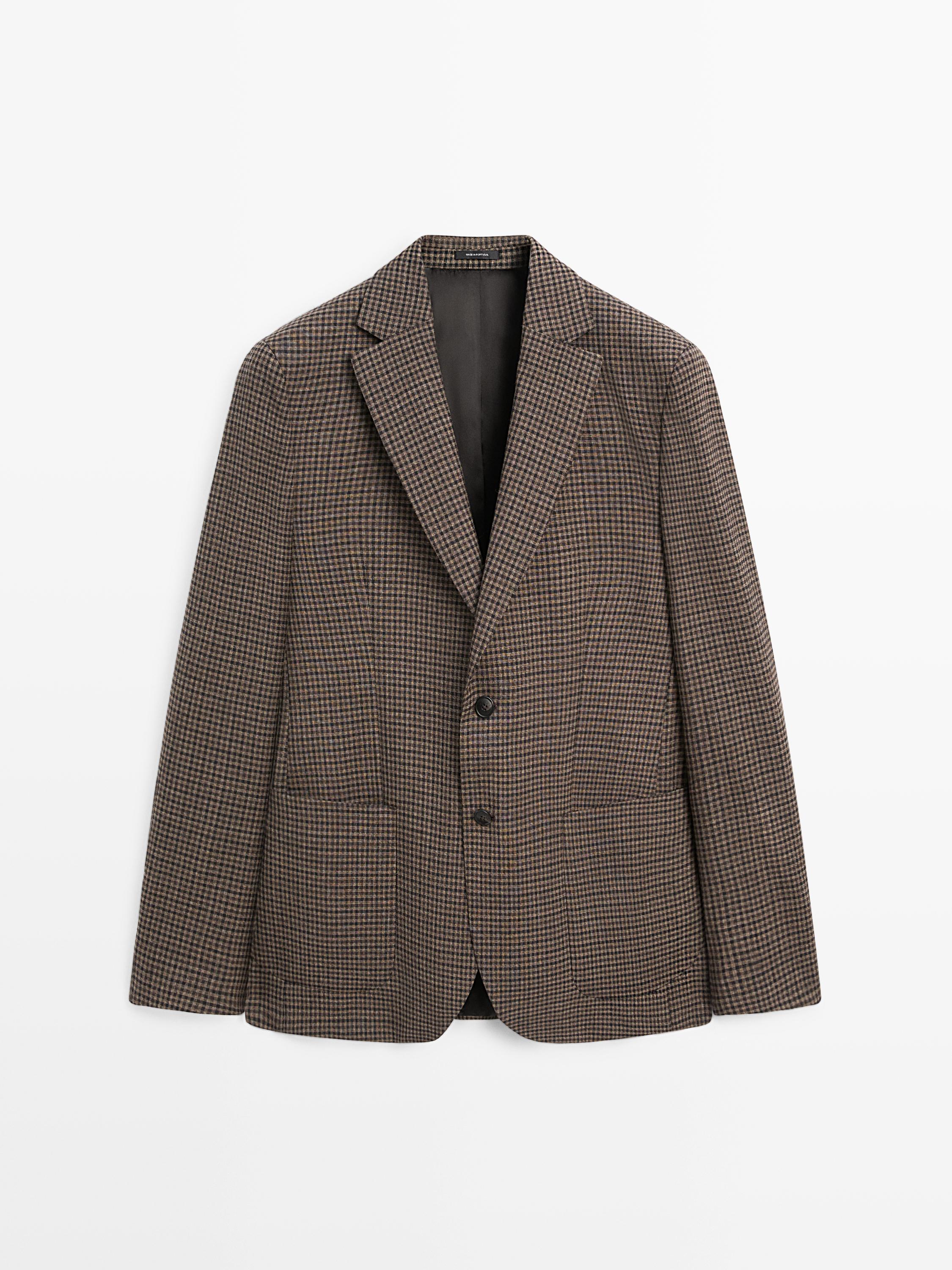 Blazer tailored à carreaux 100 % laine